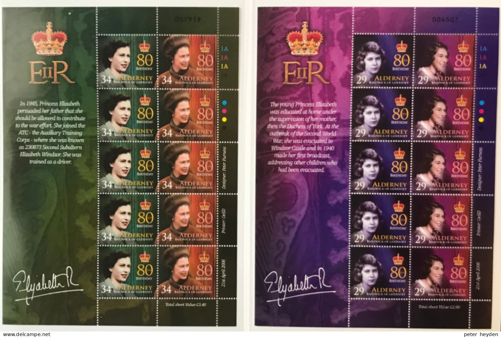 Alderney 2006 Queen Elisabeth II 80th Birthday ~ MNH 4 Sheetlets - Alderney