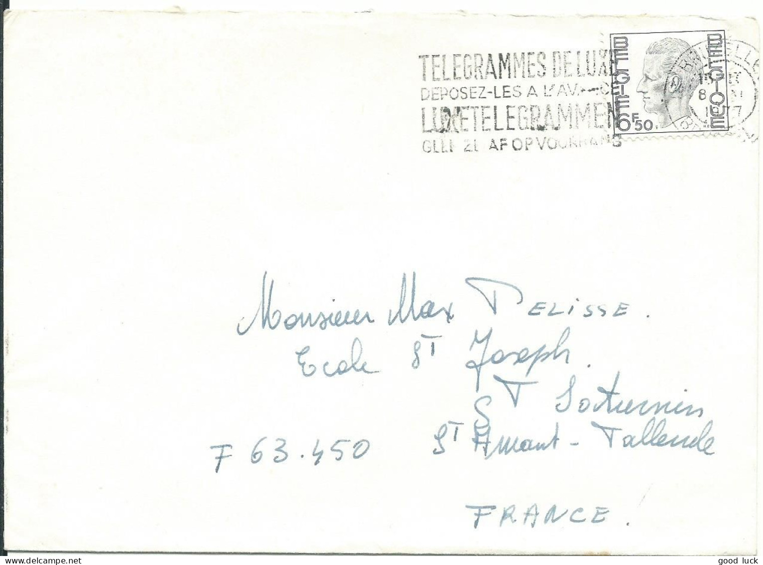 BELGIQUE LETTRE 6F50 BRUXELLES POUR ST AMAND-TALLENDE ( PUY DE DOME ) DE 1977 LETTRE COVER - Brieven En Documenten