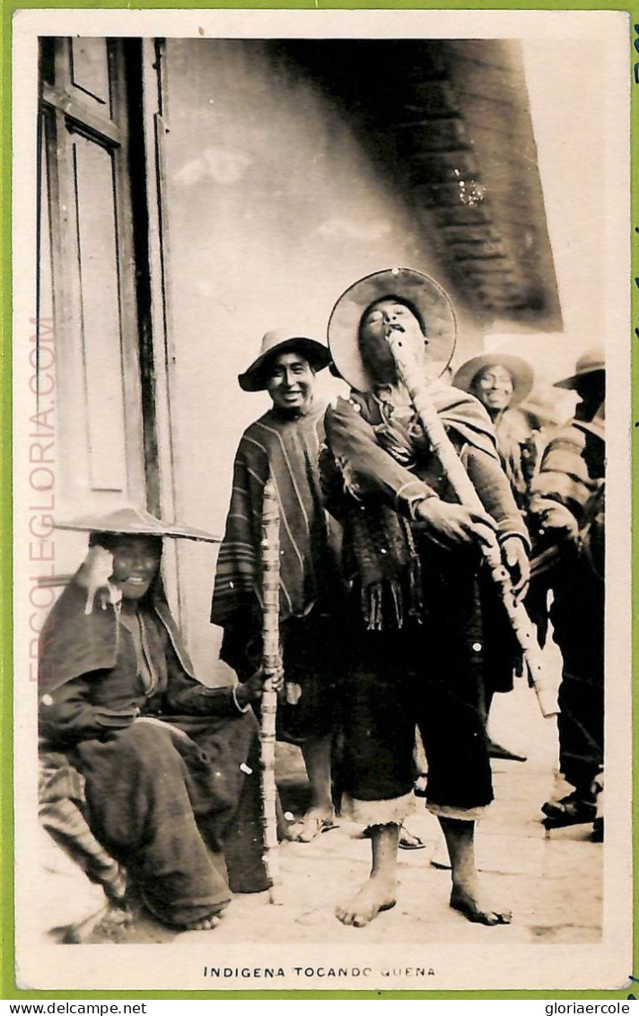 Af1448 - BOLIVIA - Vintage Postcard - Indigena Tocando Quena, Indios, Real Photo - Bolivie