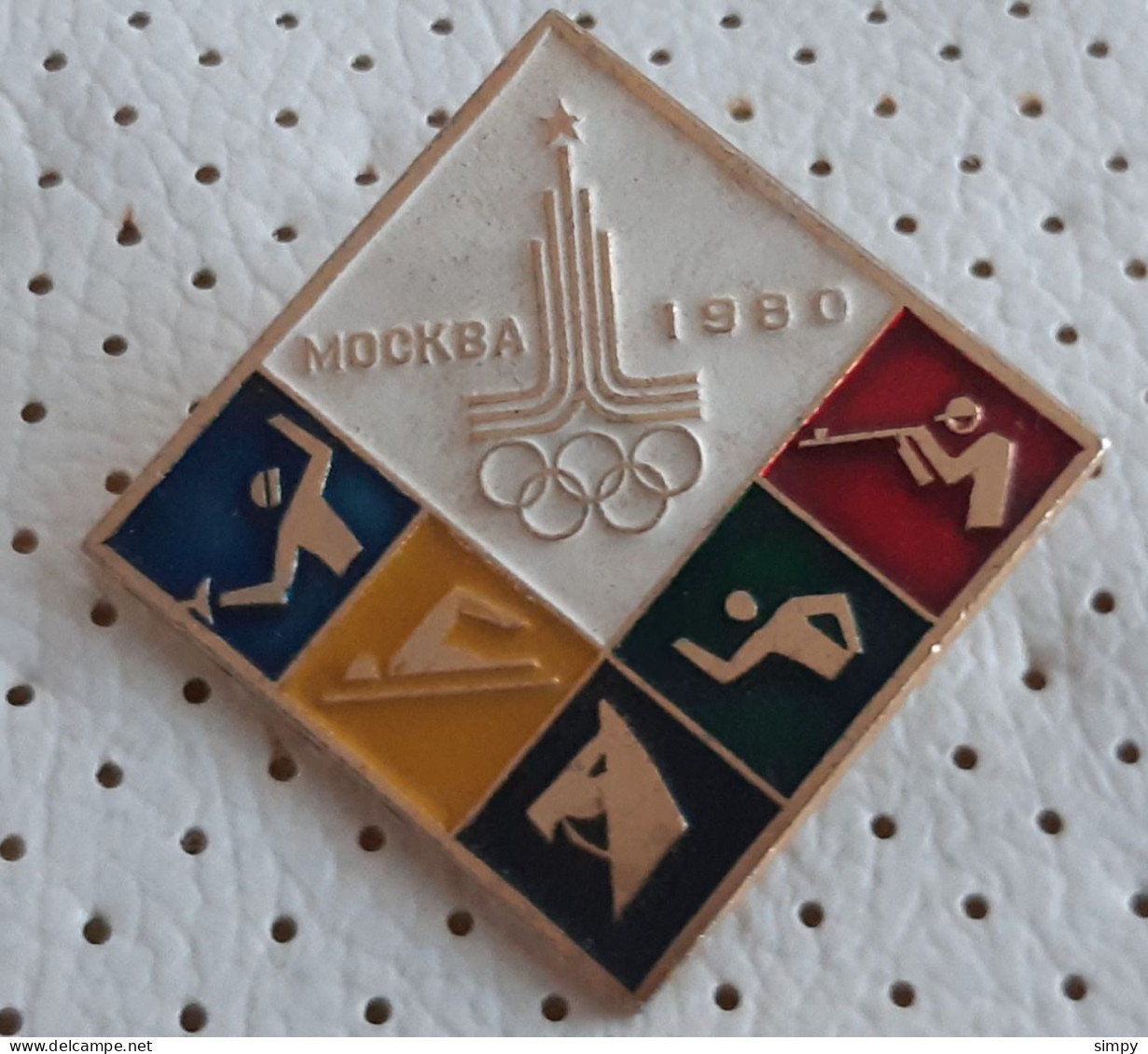 Fencing Swiming Shooting Equitation Olympic Games Moscow 1980 Pin - Gewichtheben