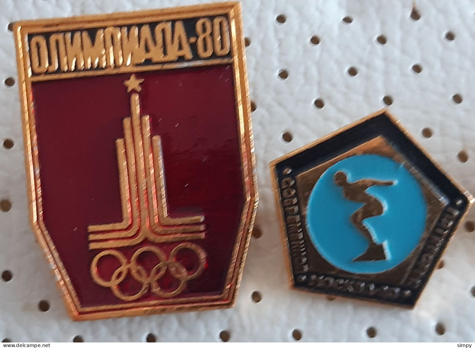 Fencing Swiming Shooting Athletics Equitation Olympic Games Moscow 1980 Complete Set Pins - Halterofilia