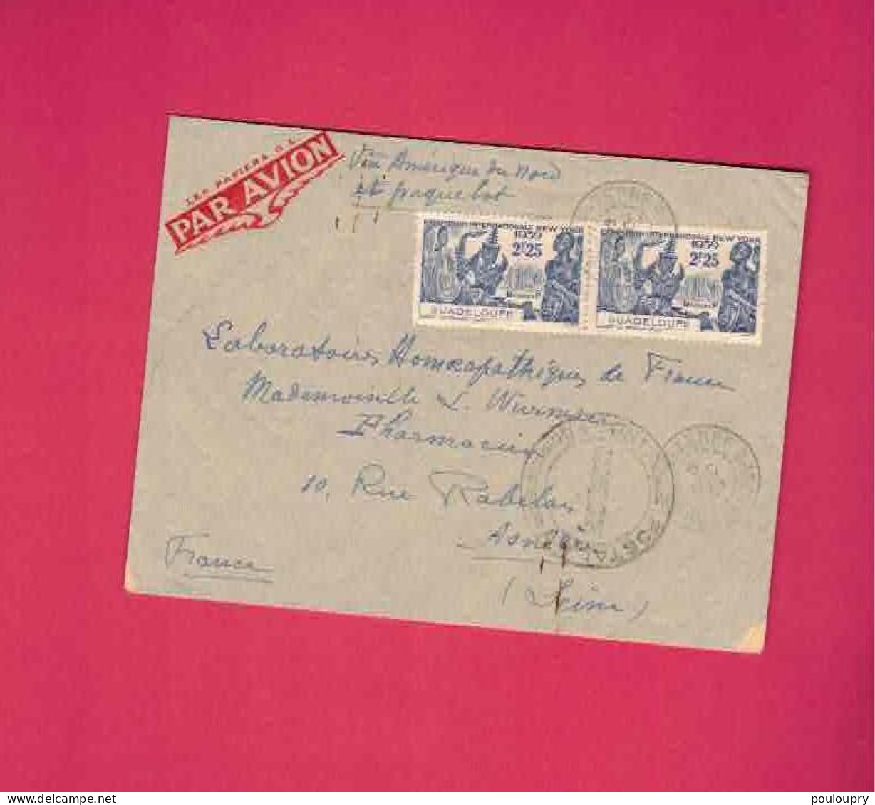Lettre Par Avion De 1939 Pour La France - YT N° 141 En Paire - Exposition Internationale De New-York - Covers & Documents