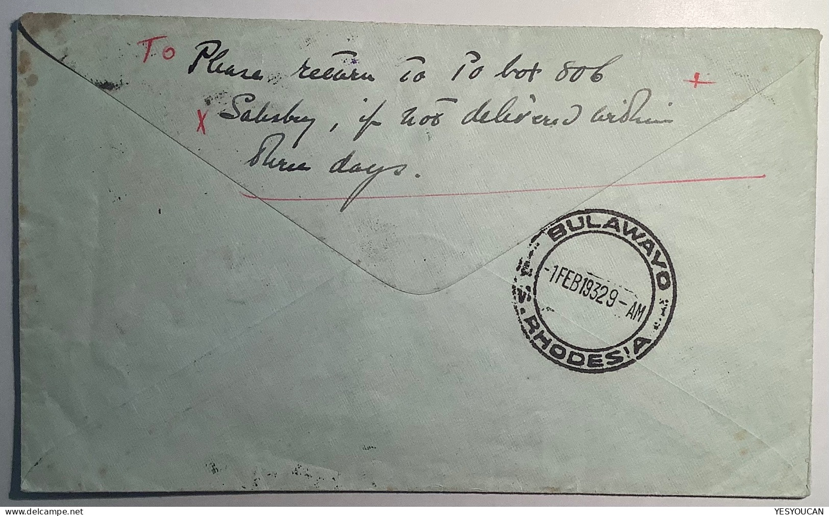 1932 Southern Rhodesia FIRST OFFICIAL AIR MAIL, First Flight Cover Salisbury 25.1 To Bulawayo 1.2 ( - Rhodésie Du Sud (...-1964)