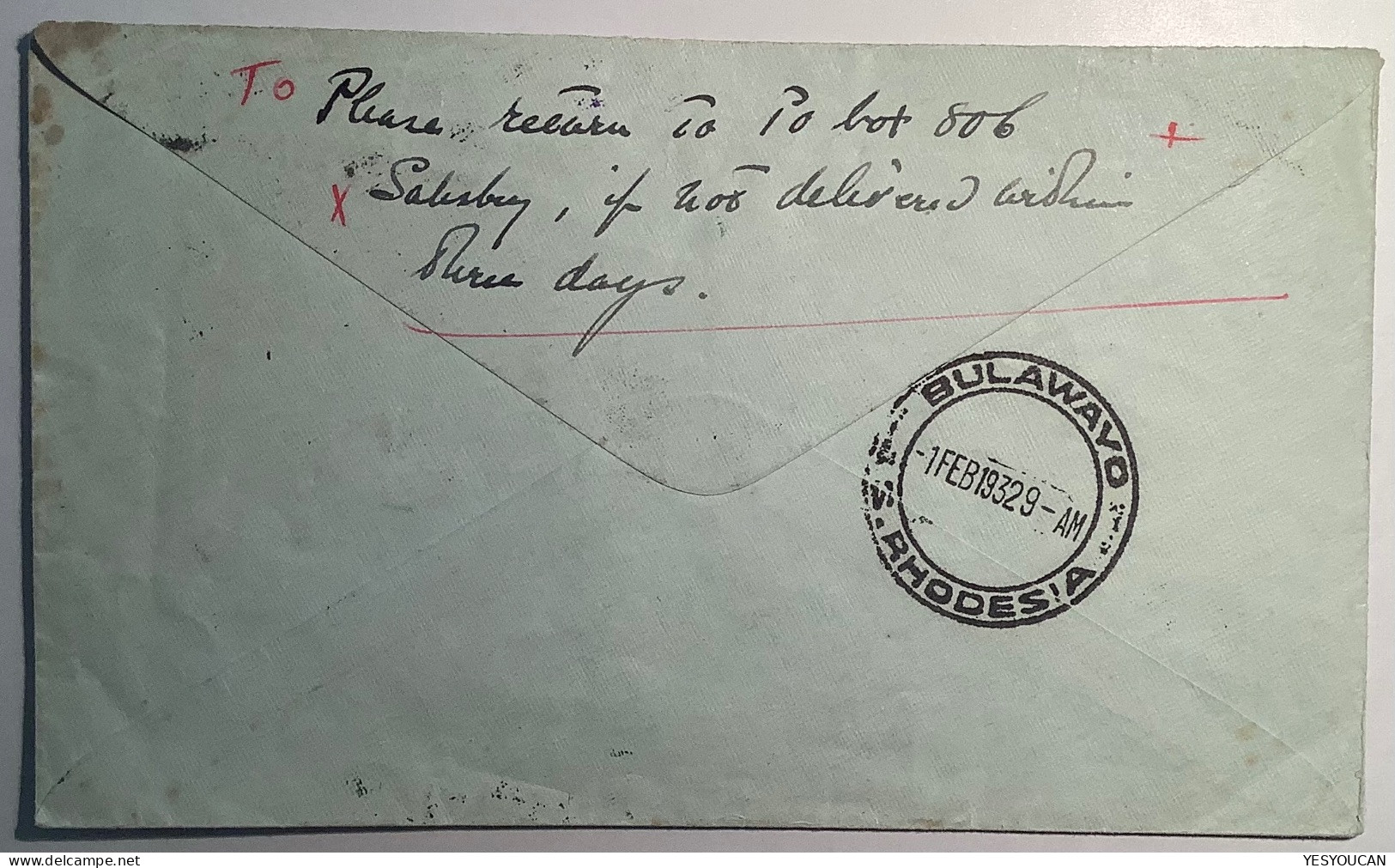 1932 Southern Rhodesia FIRST OFFICIAL AIR MAIL, First Flight Cover Salisbury 25.1 To Bulawayo 1.2 ( - Zuid-Rhodesië (...-1964)