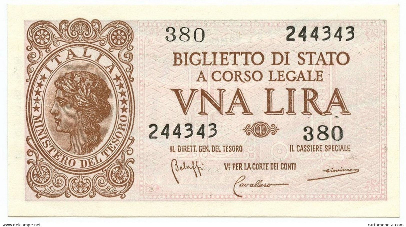 1 LIRA BIGLIETTO DI STATO LUOGOTENENZA UMBERTO BOLAFFI 23/11/1944 FDS - Regno D'Italia – Other