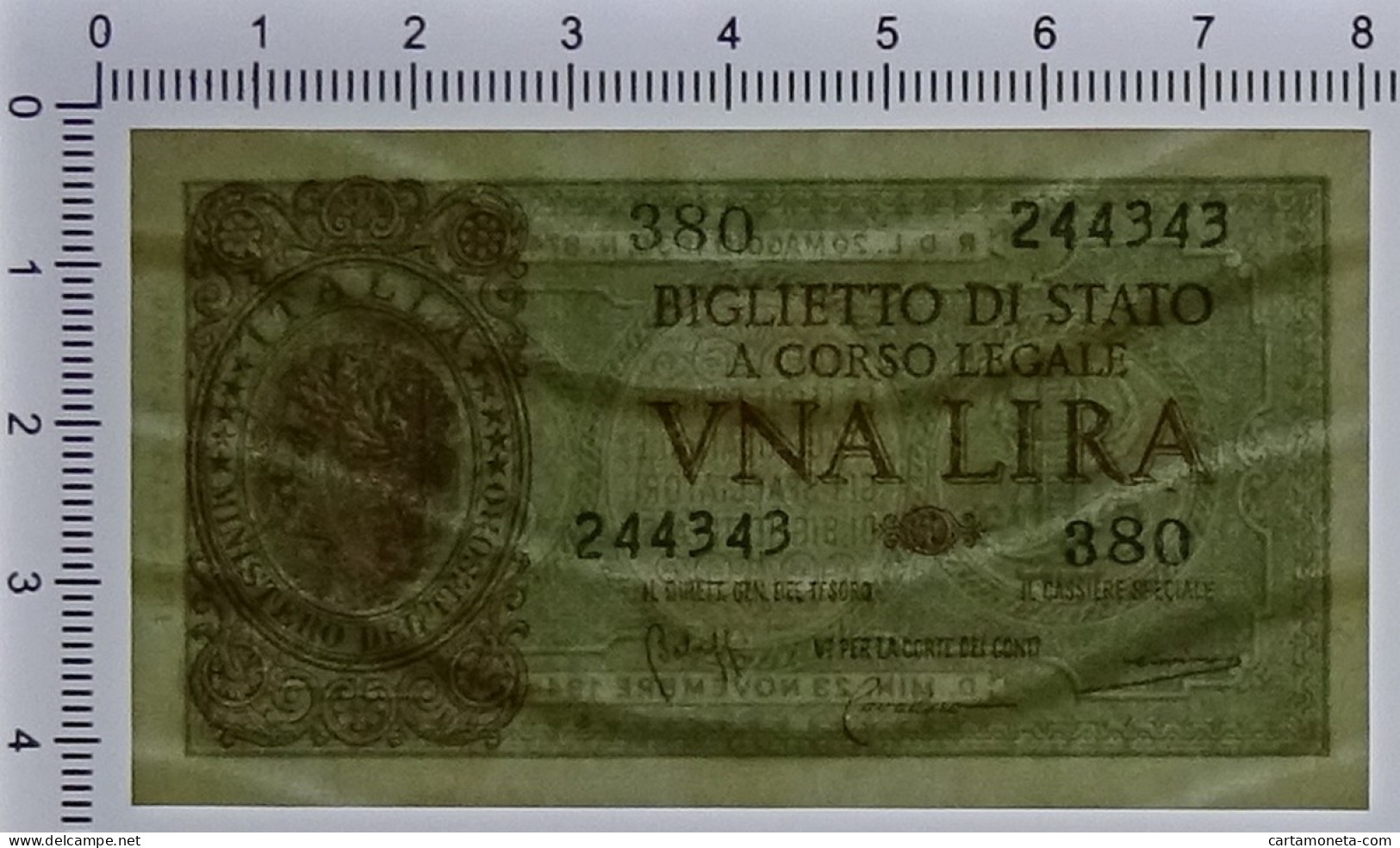 1 LIRA BIGLIETTO DI STATO LUOGOTENENZA UMBERTO BOLAFFI 23/11/1944 FDS - Otros