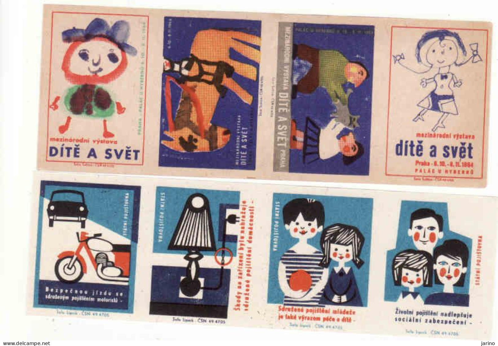 Czechoslovakia - Czechia 8 Matchbox Labels - The World Of The Child, Children's Insurance - Boites D'allumettes - Etiquettes