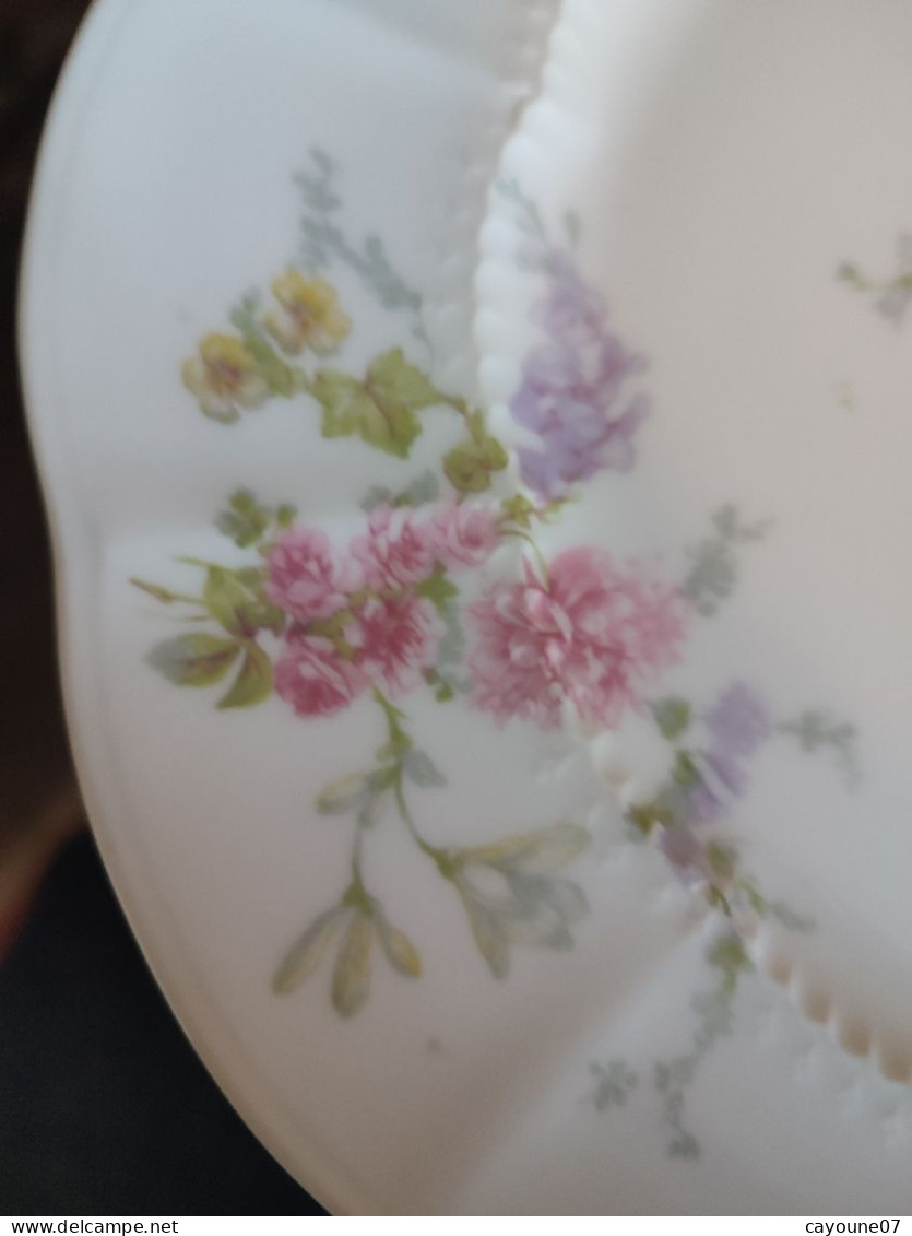 Charles  Ahrenfeldt six assiettes plates porcelaine de Limoges décor floral  vers 1900