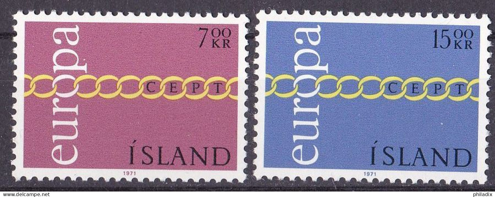 Island Satz Von 1971 **/MNH (A4-6) - Ungebraucht