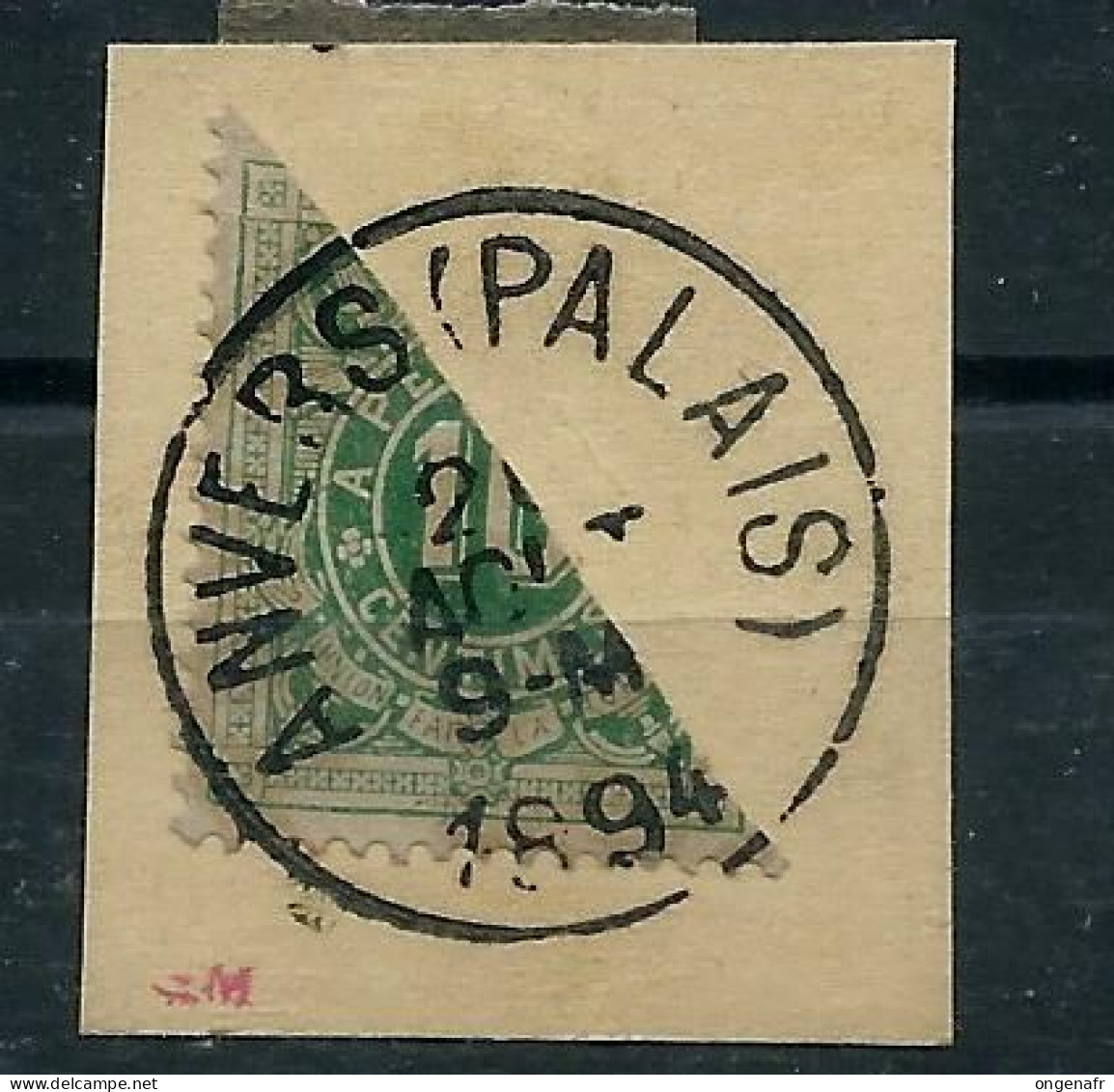 Fragment Avec Demi Timbre N° TX1  Obl. ANVERS ( PALAIS ) 1894 - Cartas & Documentos