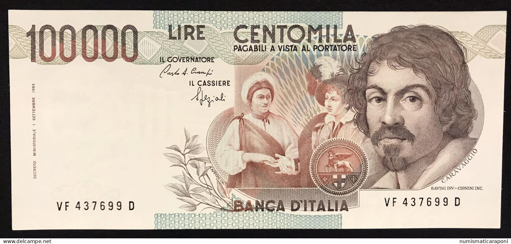 100000 Lire Caravaggio I° Tipo 1993 F  Q.fds Ottimo Biglietto LOTTO 565 - 100000 Liras