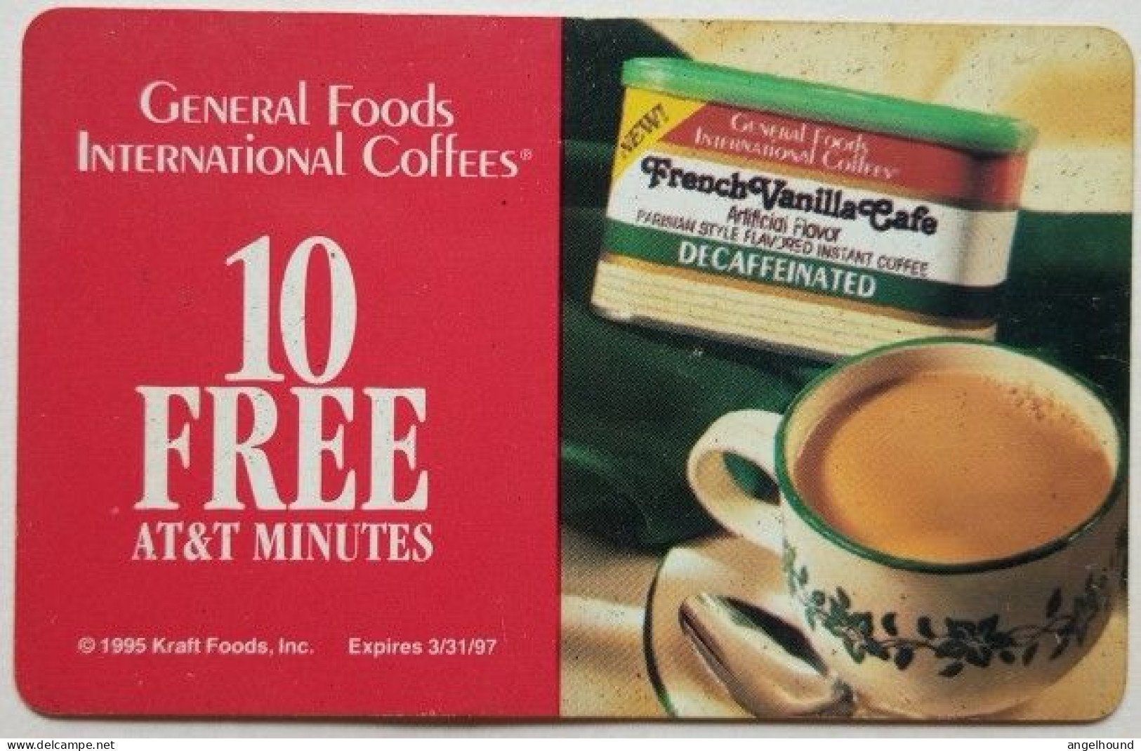 USA 10 Minutes Free Calling Card - General Foods International Coffees - AT&T