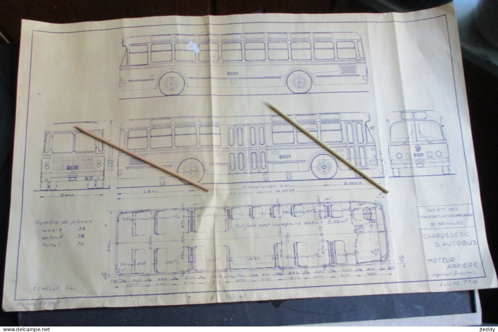 OUD  Plan  Sociéte Des Transports Intercommunaux  De  Bruxelles   CARROSSERIE D'  AOTOBUS - Tools