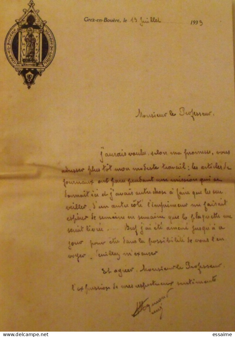 La Révolution Préparée Vécue Réparée Par L'abbé Raymond Curé De Chemazé. éd Leclerc à Château-Gontier, 1933 + Lettre - Pays De Loire