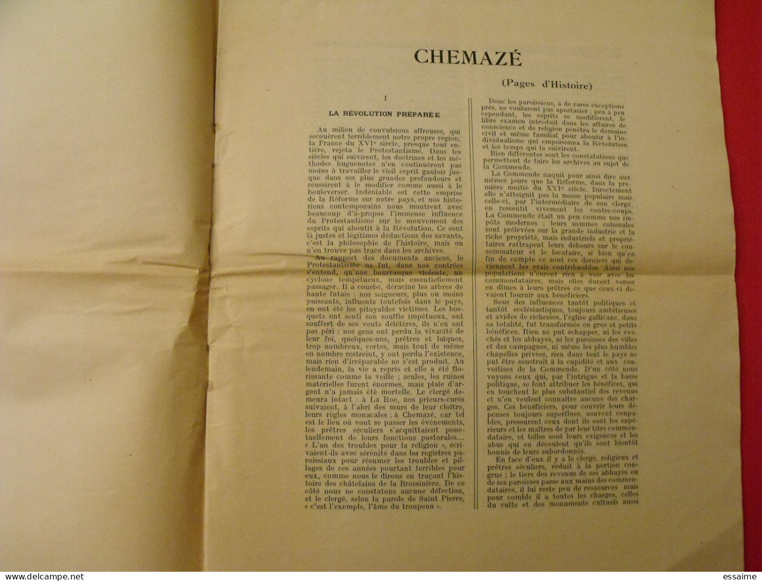 La Révolution Préparée Vécue Réparée Par L'abbé Raymond Curé De Chemazé. éd Leclerc à Château-Gontier, 1933 + Lettre - Pays De Loire