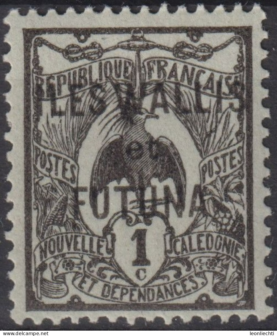1920 Wallis Und Futuna ** Mi:WF 1, Sn:WF 1, Yt:WF 1, Freimarkenausgabe, Kagu (Rhynochetos Jubatus) - Overprinted - Ongebruikt
