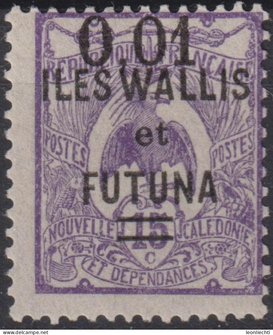 1922 Wallis Und Futuna ** Mi:WF 29, Sn:WF 29, Yt:WF 26, Freimarkenausgabe, Kagu (Rhynochetos Jubatus) - Overprinted - Ongebruikt