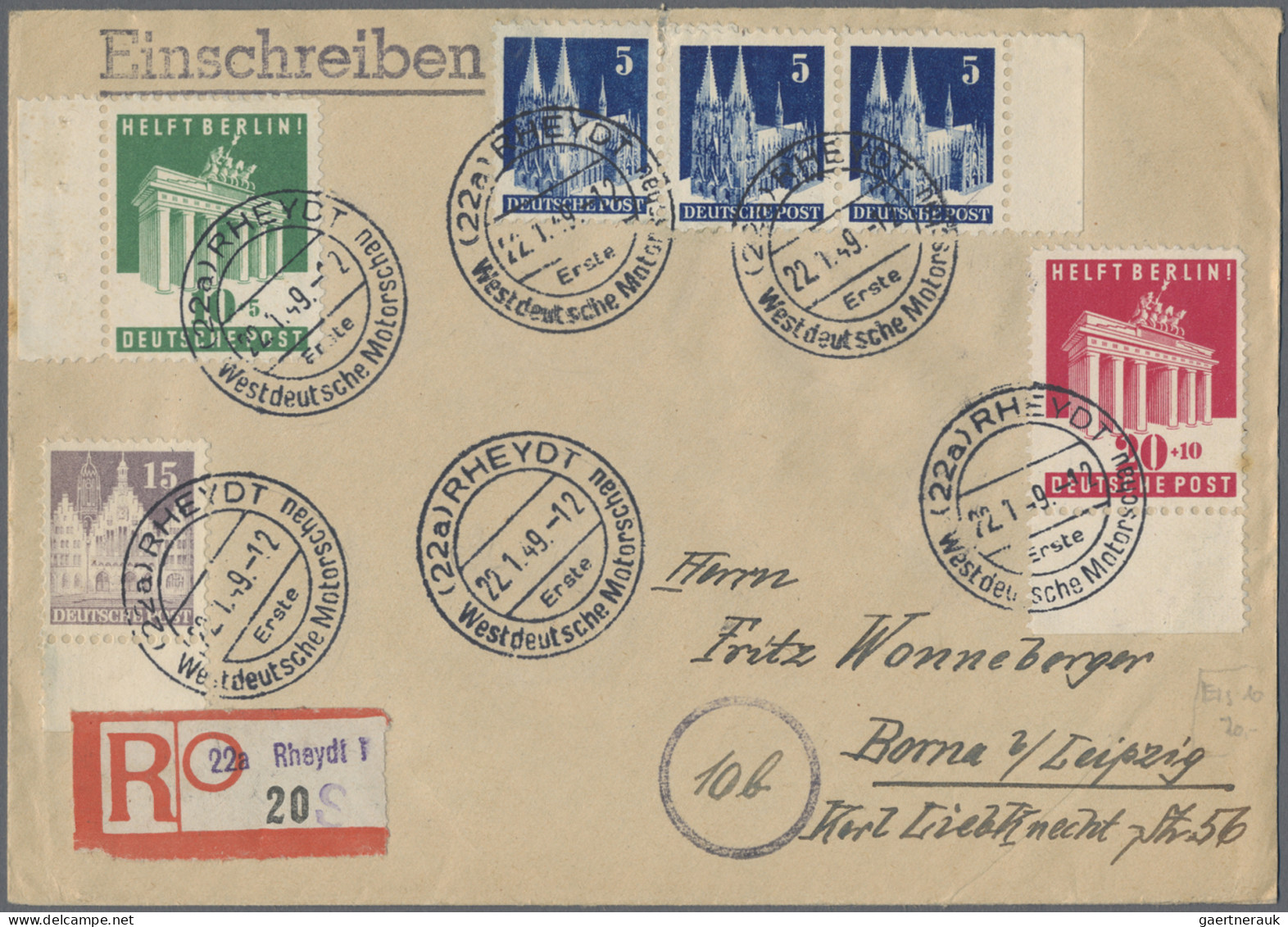 Nachlässe: 1945/1950, DEUTSCHLAND N.45, Sehr Interessanter Posten Mit Ca. 40 Bri - Vrac (min 1000 Timbres)