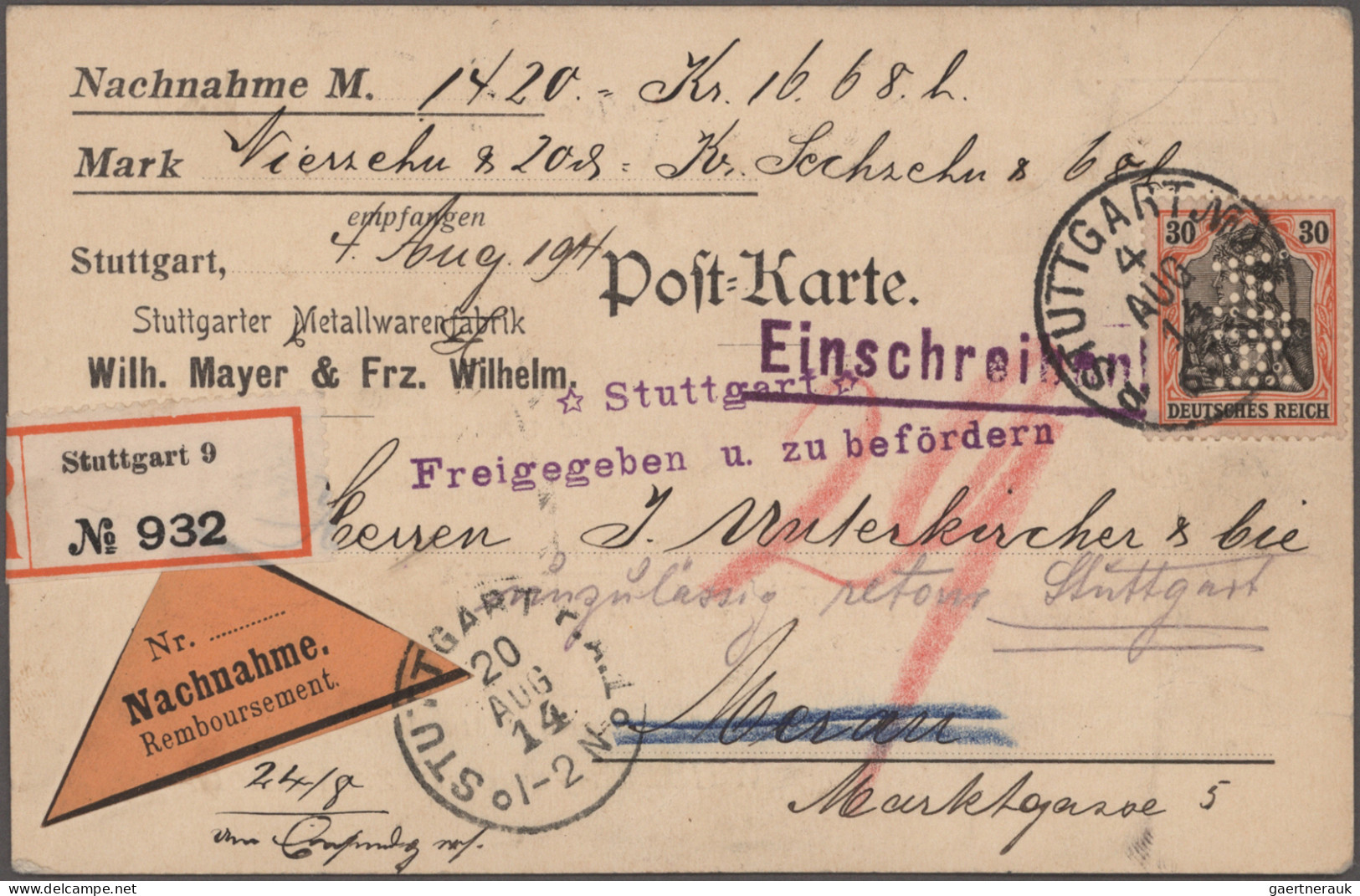 Deutschland: 1876/1990, Retour-Belege, Partie Von 38 Briefen Und Karten Von Dt.R - Colecciones