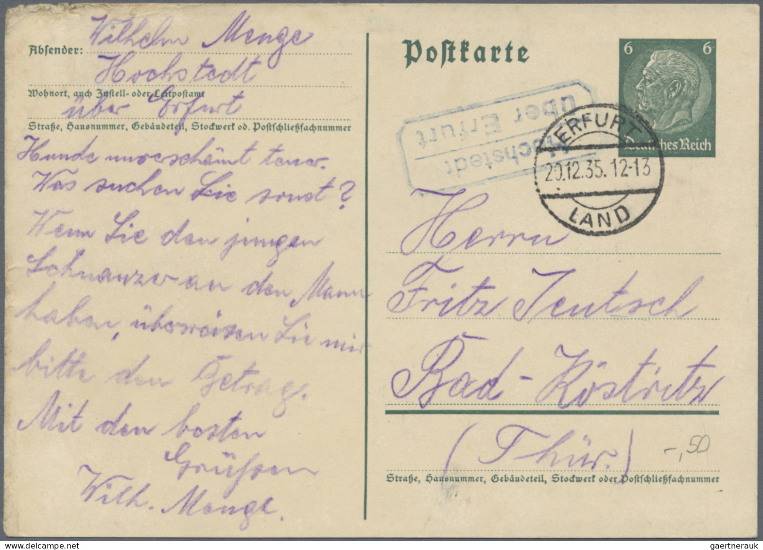 Deutschland: 1935/1962, POSTHILSSTELLENSTEMPEL: Schöner Posten Von Insg. Ca. 78 - Verzamelingen