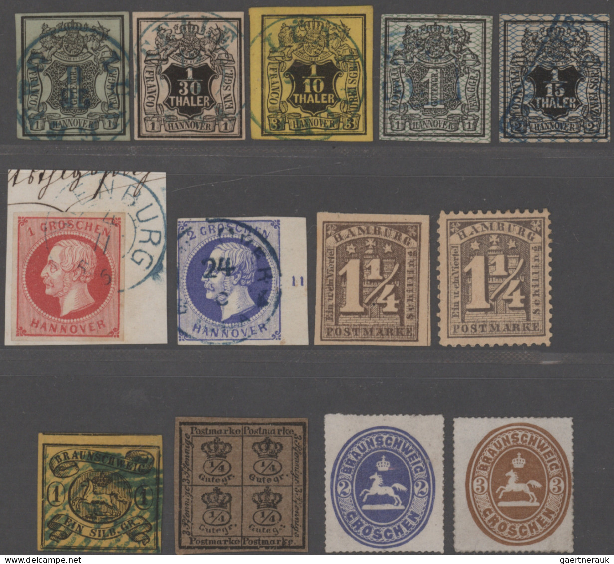 Altdeutschland: 1850/1867 Lagerposten Mit Hannover, Hamburg, Braunschweig Und Br - Collections