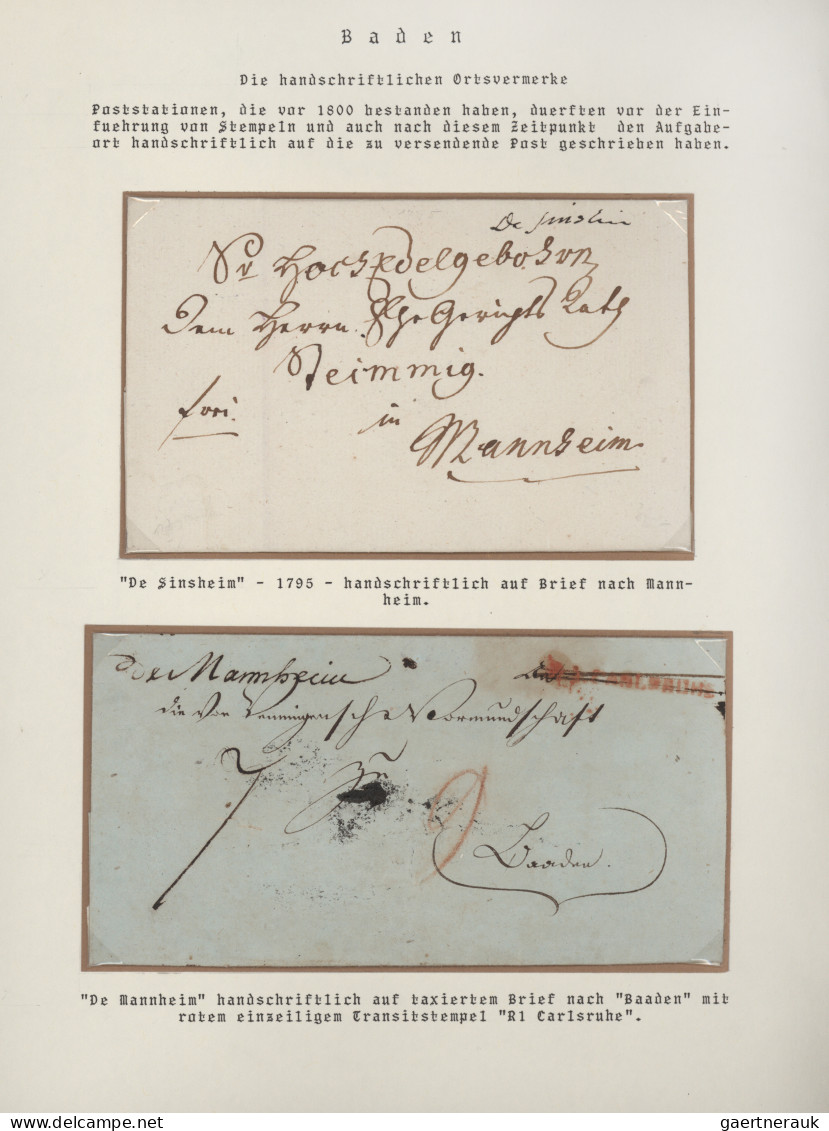 Baden - Marken und Briefe: 1756/1882, umfassende Sammlung von ca. 264 Belegen (B