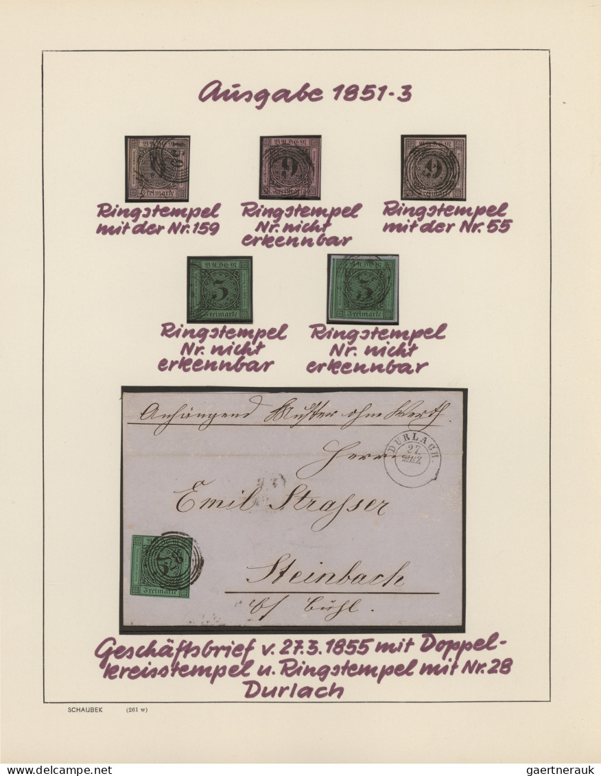 Baden - Marken und Briefe: 1851/1868, saubere, überwiegend gestempelte Sammlung