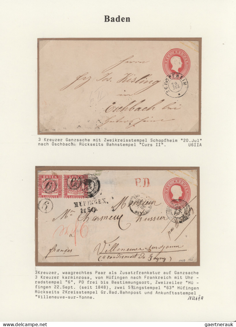 Baden - Ganzsachen: 1858/1867, Außergewöhnliche Sammlung Von Ca. 99 Meist Gebrau - Other & Unclassified