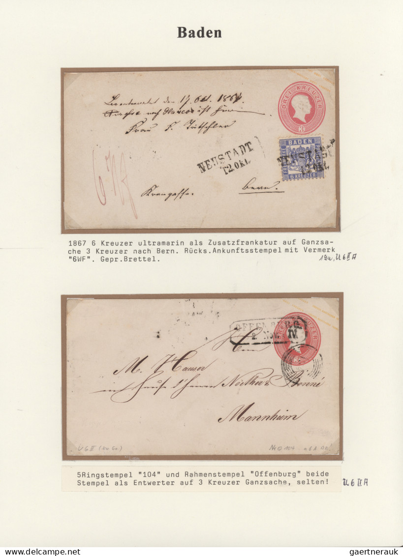 Baden - Ganzsachen: 1858/1867, Außergewöhnliche Sammlung Von Ca. 99 Meist Gebrau - Other & Unclassified