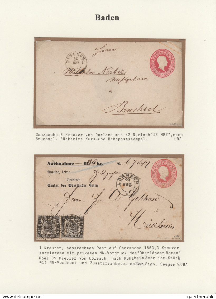 Baden - Ganzsachen: 1858/1867, Außergewöhnliche Sammlung Von Ca. 99 Meist Gebrau - Otros & Sin Clasificación