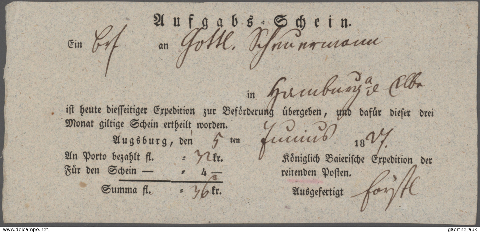 Bayern - Vorphilatelie: 1820/1870 (ca.) über 100 Bayrische Post- Und Aufgabensch - Collections