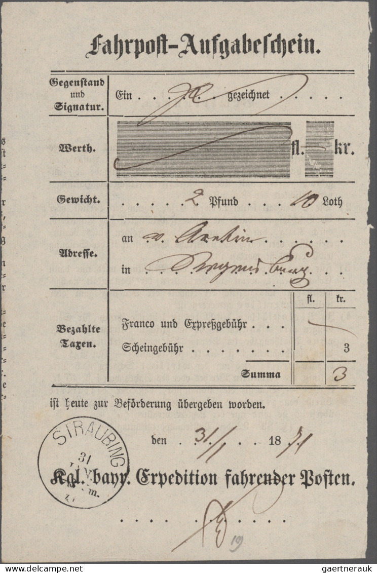 Bayern - Vorphilatelie: 1820/1870 (ca.) über 100 Bayrische Post- Und Aufgabensch - Sammlungen