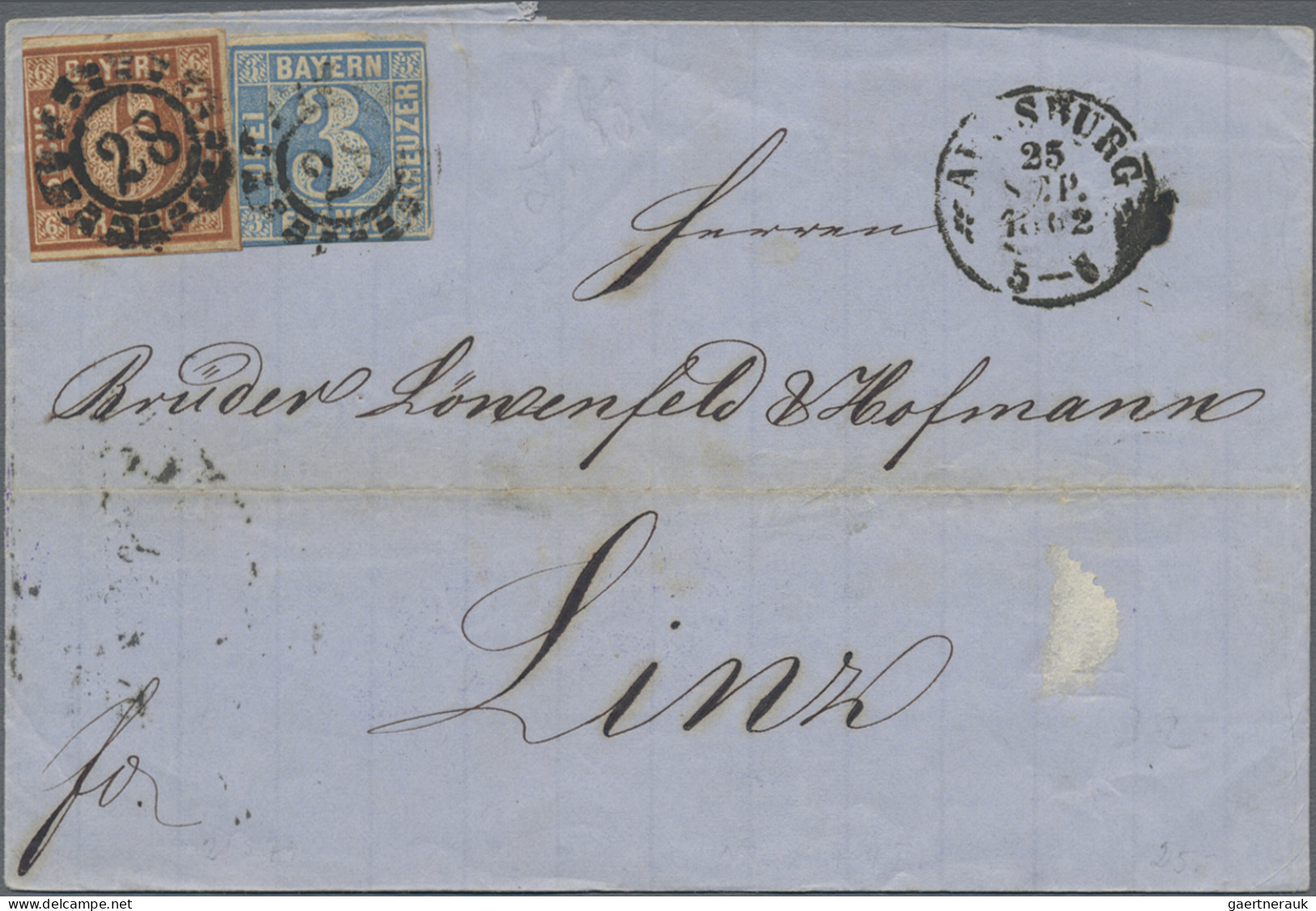 Bayern - Marken und Briefe: 1848/1873, Partie von 28 Briefen der Kreuzerzeit, me