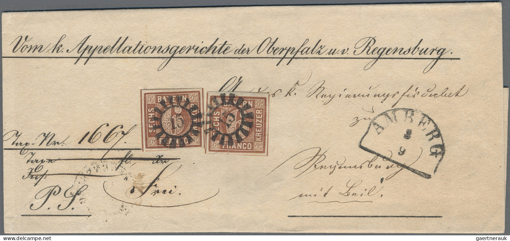 Bayern - Marken Und Briefe: 1850/1861, Quadratausgabe 6 Kr. Braun, Partie Von 19 - Sonstige & Ohne Zuordnung