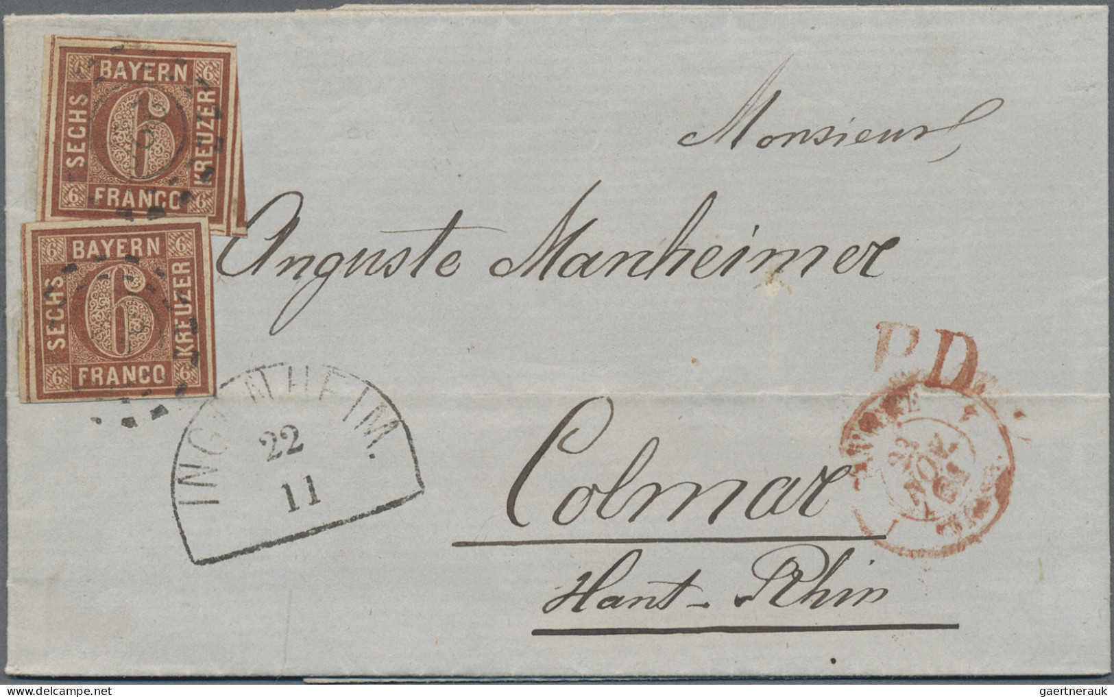 Bayern - Marken Und Briefe: 1850/1861, Quadratausgabe 6 Kr. Braun, Partie Von 19 - Other & Unclassified