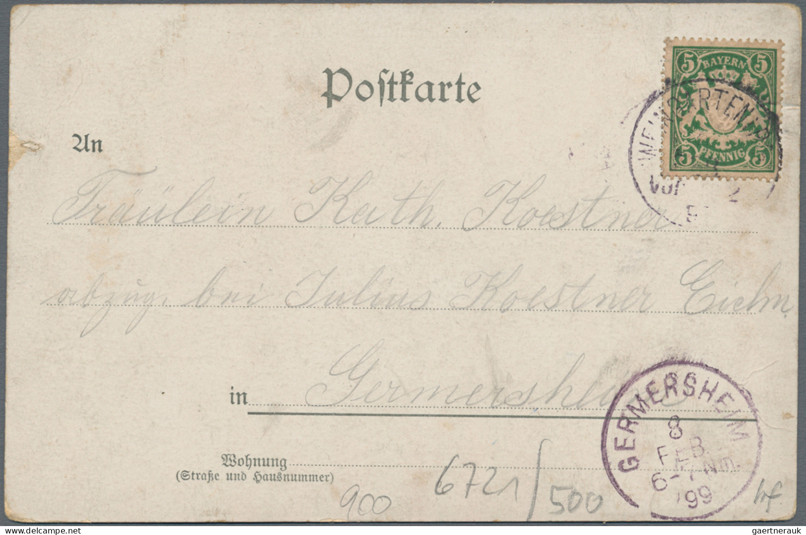 Bayern - Marken und Briefe: 1850/1915, Lot mit ca. 20 Briefen, Karten und Ganzsa