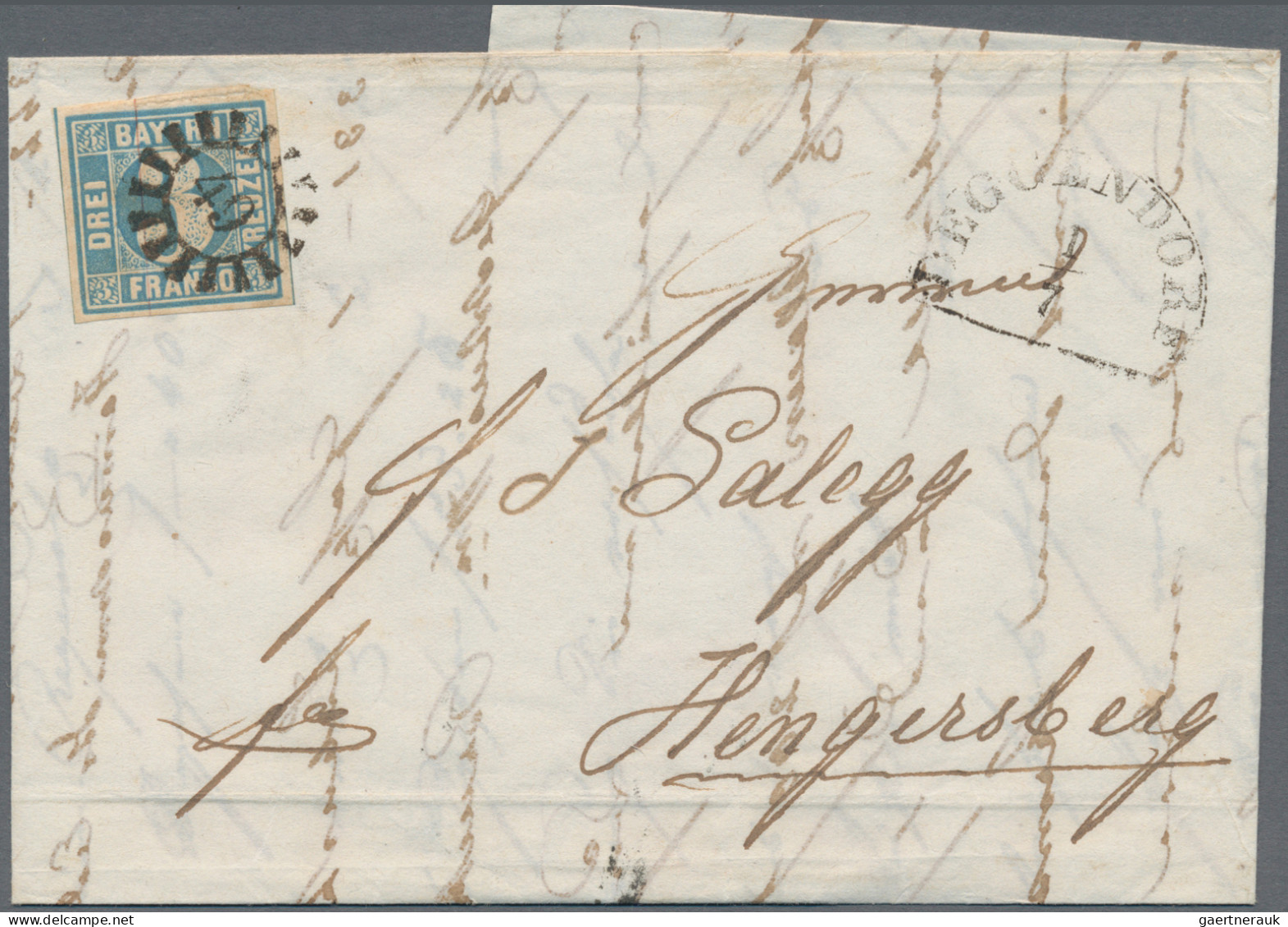 Bayern - Marken Und Briefe: 1851/1860 (ca.), 3 Kr. Blau (MiNr. 2 II), Partie Von - Otros & Sin Clasificación