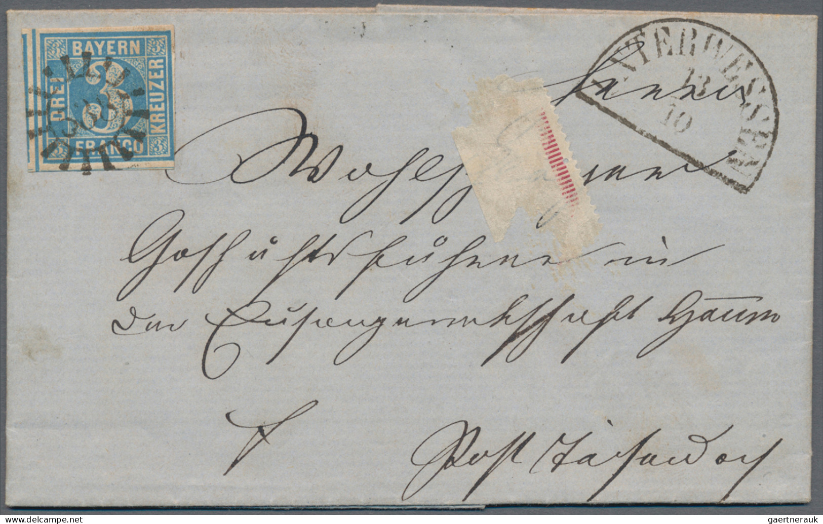 Bayern - Marken und Briefe: 1851/1860 (ca.), 3 Kr. blau (MiNr. 2 II), Partie von