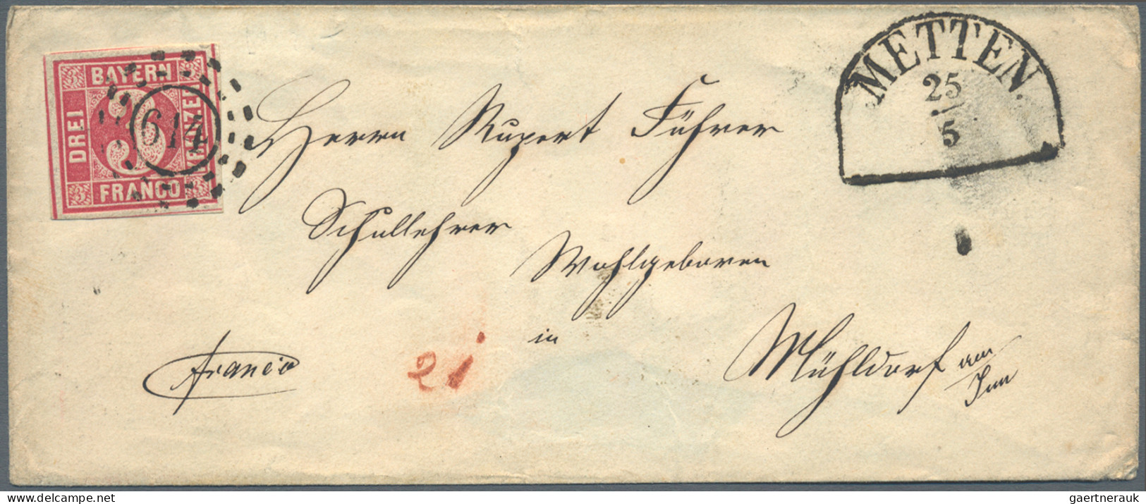 Bayern - Marken Und Briefe: 1851/1860 (ca.), 3 Kr. Rot (MiNr. 9), Partie Von 17 - Otros & Sin Clasificación