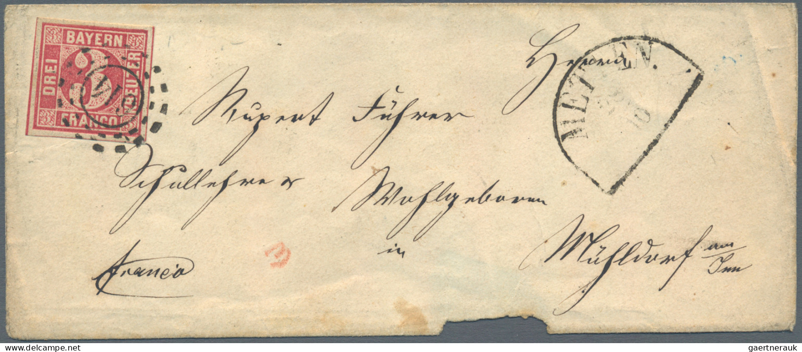 Bayern - Marken Und Briefe: 1851/1860 (ca.), 3 Kr. Rot (MiNr. 9), Partie Von 17 - Otros & Sin Clasificación