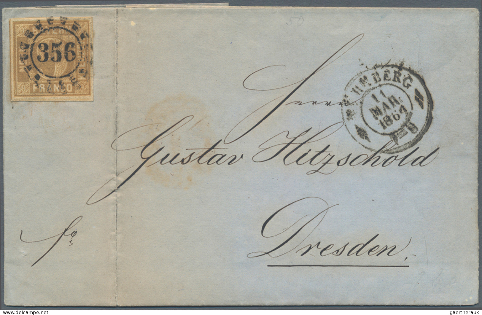 Bayern - Marken Und Briefe: 1851/1864, Lot Von Fünf Briefen Mit Einzelfrankature - Autres & Non Classés