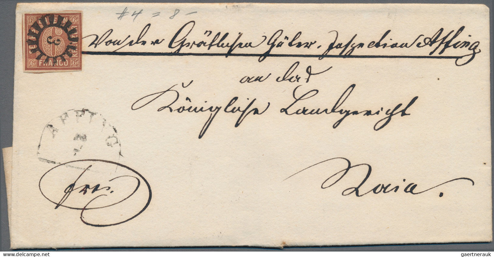 Bayern - Marken Und Briefe: 1852/1861 (ca.), 6 Kr. Braun (MiNr. 4 II), Partie Vo - Andere & Zonder Classificatie