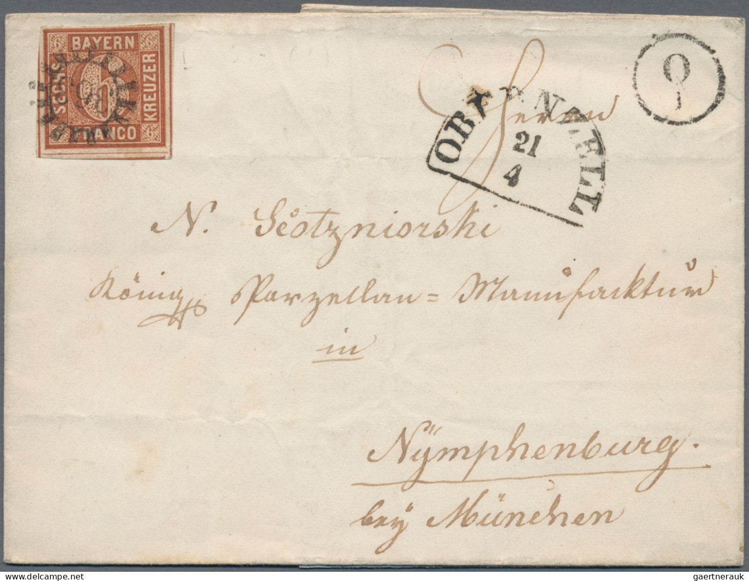 Bayern - Marken Und Briefe: 1852/1861 (ca.), 6 Kr. Braun (MiNr. 4 II), Partie Vo - Other & Unclassified