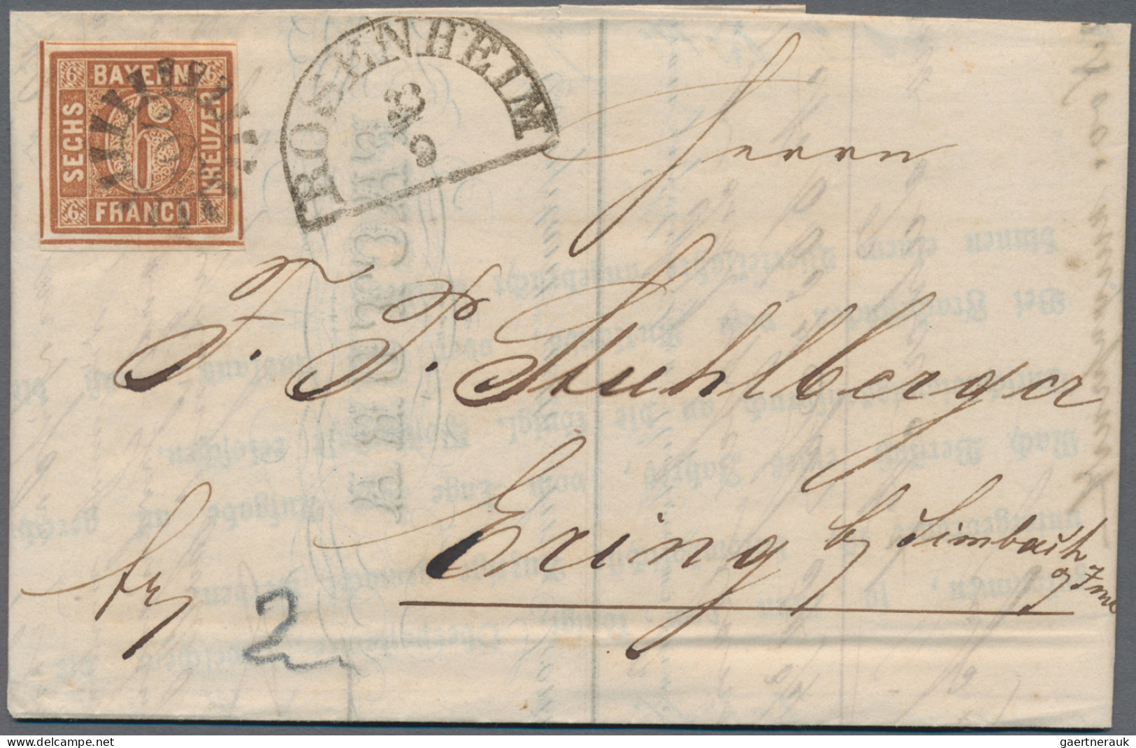 Bayern - Marken und Briefe: 1852/1861 (ca.), 6 Kr. braun (MiNr. 4 II), Partie vo