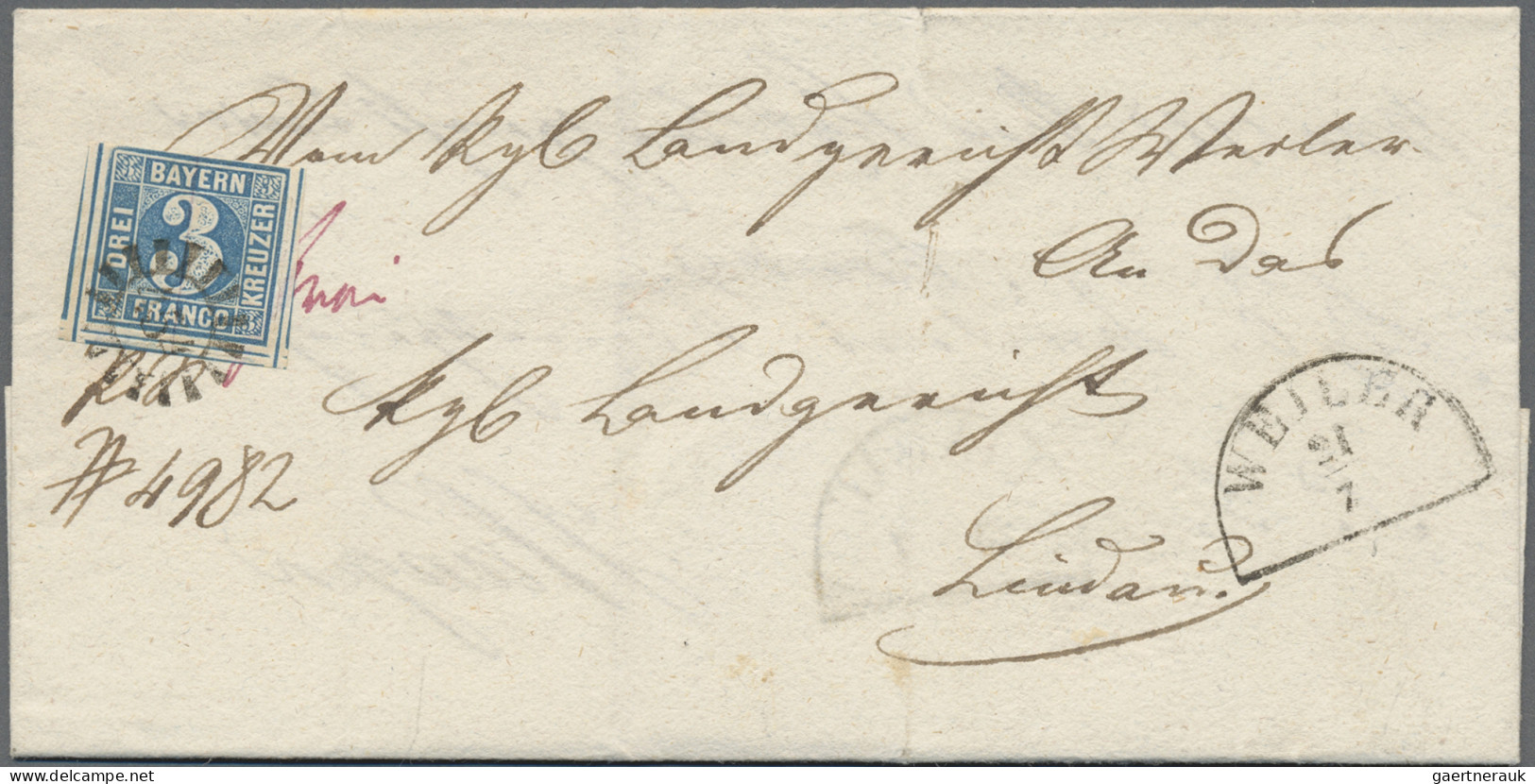 Bayern - Marken Und Briefe: 1852/1861, Quadratausgabe 3 Kr. Blau, Partie Von 28 - Autres & Non Classés