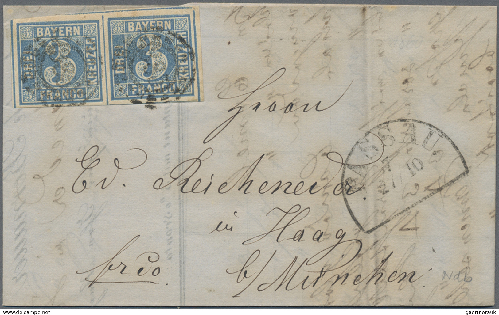 Bayern - Marken Und Briefe: 1852/1861, Quadratausgabe 3 Kr. Blau, Partie Von 28 - Other & Unclassified