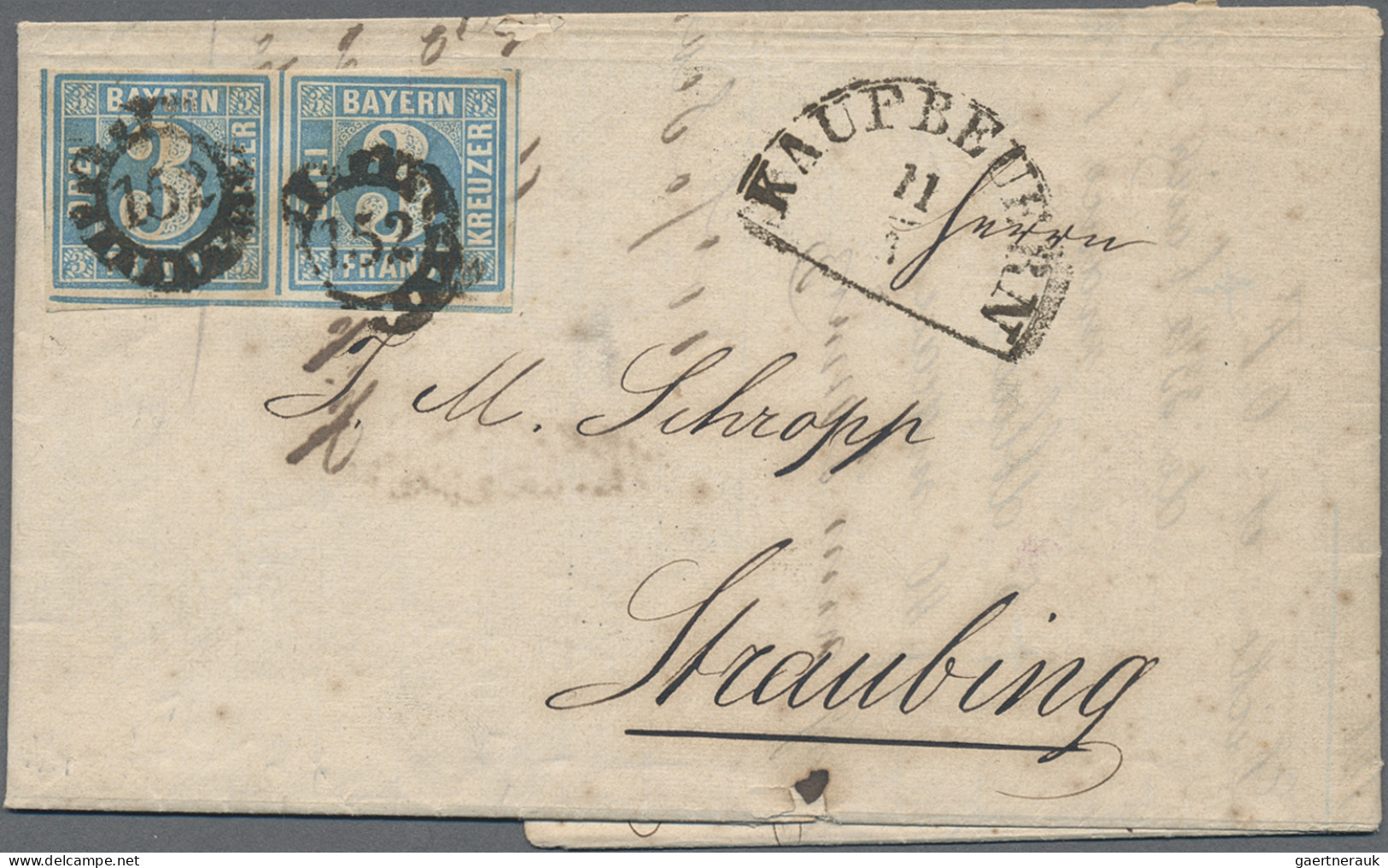 Bayern - Marken Und Briefe: 1852/1861, Quadratausgabe 3 Kr. Blau, Partie Von 28 - Autres & Non Classés