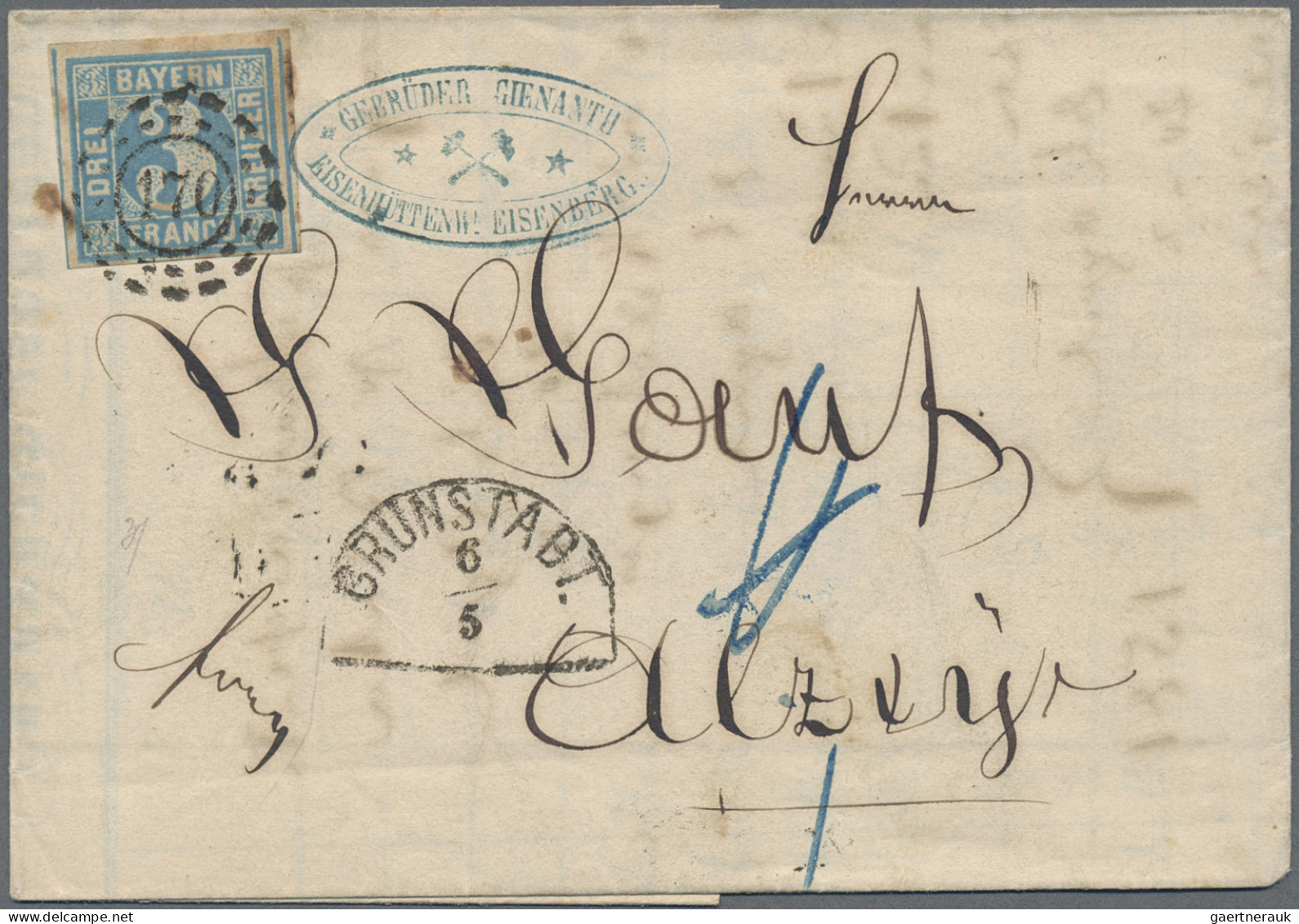 Bayern - Marken und Briefe: 1852/1861, Quadratausgabe 3 Kr. blau, Partie von 28