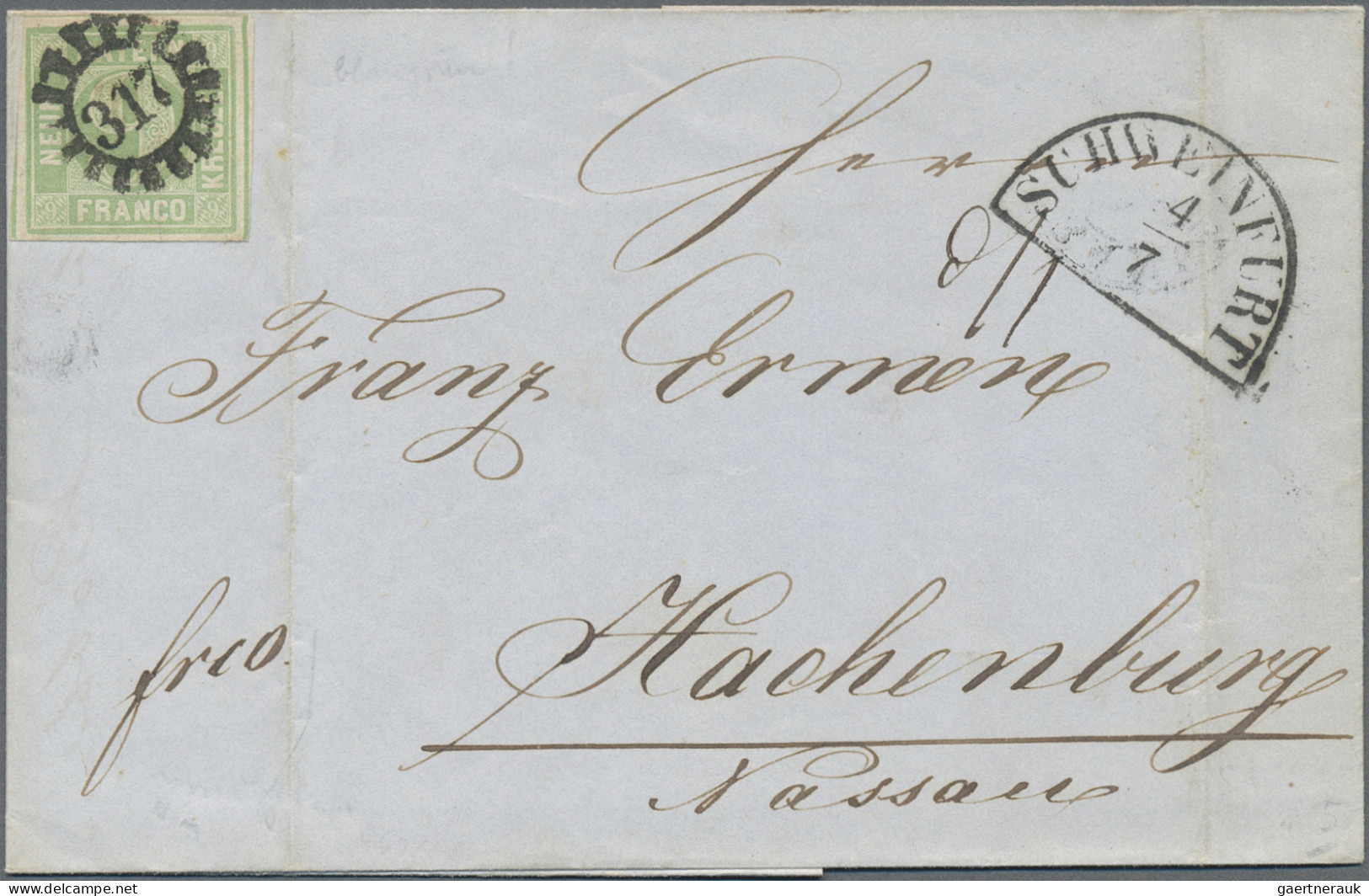 Bayern - Marken Und Briefe: 1852/1862, Quadratausgabe 9 Kr. Grün, Partie Von Elf - Autres & Non Classés