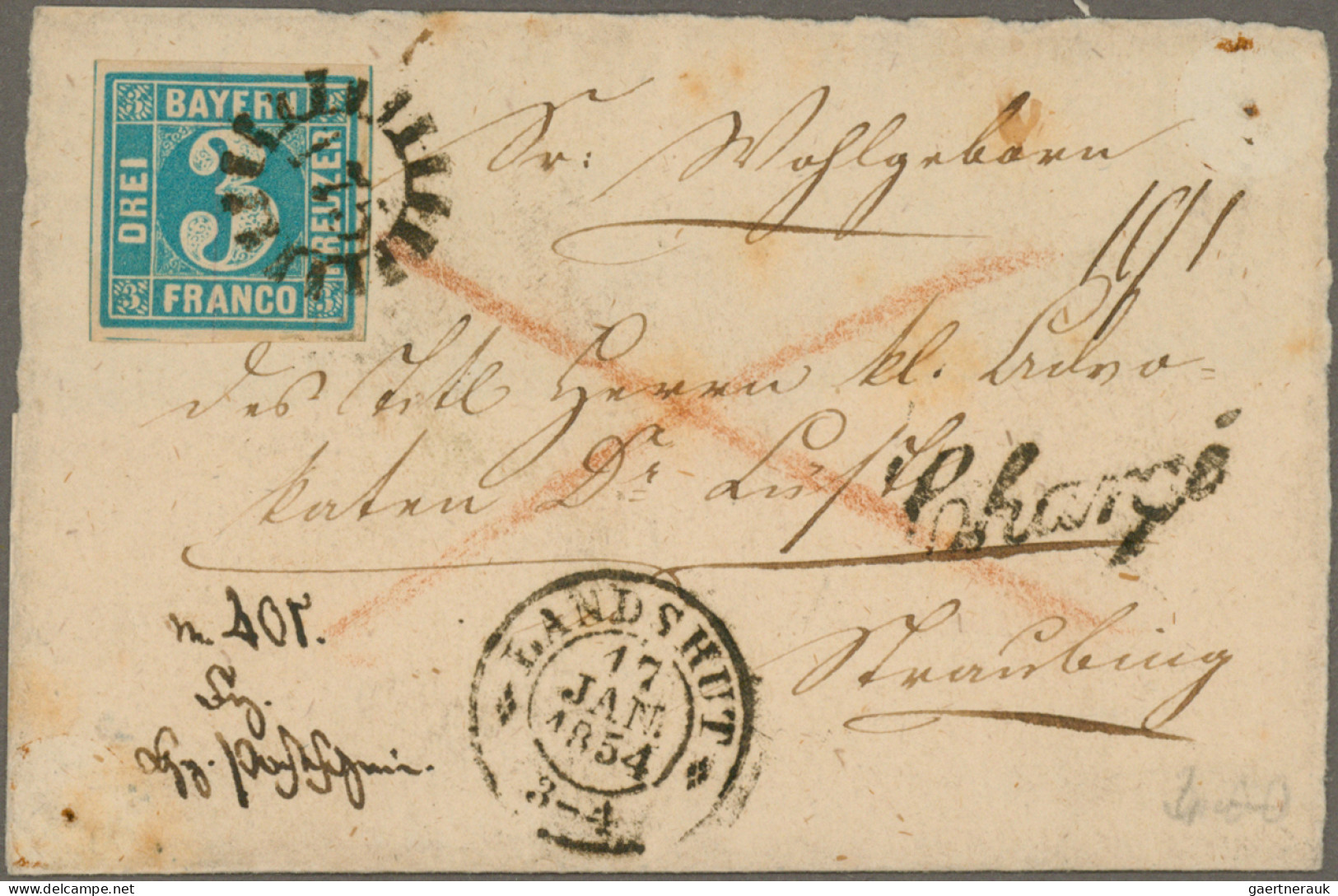 Bayern - Marken Und Briefe: 1854 (ca.), Netter Posten Mit Teils Guten Kreuzerfra - Other & Unclassified